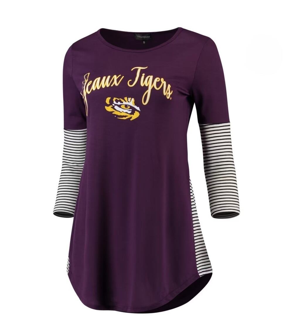NCAA Women's Purple LSU Tigers Striking in Stripes Tunic Tri-Blend Shirt